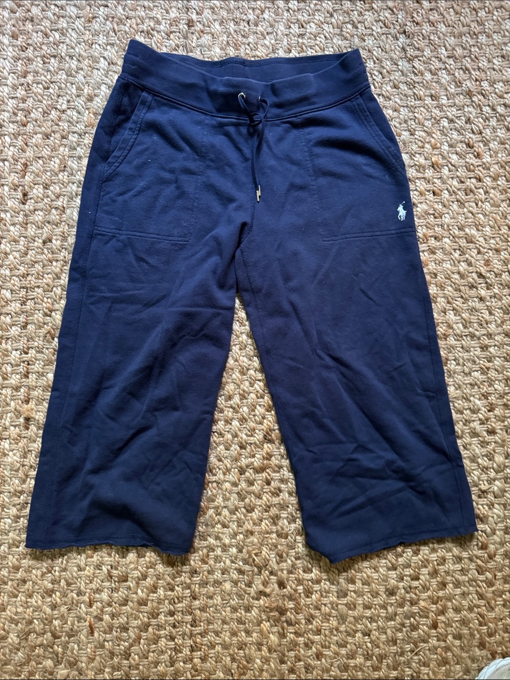 Ralph Lauren Navy Cropped Capri Sweatpants with Drawstring